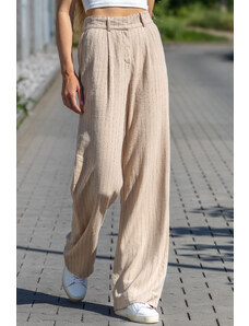 Vero Moda dámské lněné kalhoty Vertira béžové