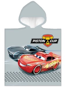 Carbotex Detské / chlapčenské plážové pončo - osuška s kapucňou Autá - Cars - motív Piston Cup - 100% bavlna - 50 x 110 cm