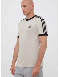 Bavlnené tričko adidas Originals béžová farba, s nášivkou
