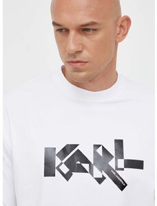 Tričko Karl Lagerfeld pánske, biela farba, s potlačou