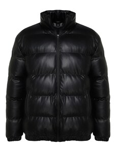Trendyol Collection Čierna bunda Regular Fit s golierom z umelej kože