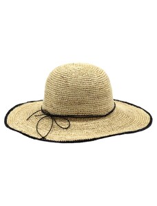 Dámsky slamený klobúk crochet s veľkou krempou - Marone