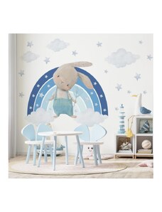 Gario Detská nálepka na stenu Zajačik na dúhe s hviezdami Farba: Modrá