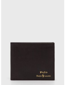 Kožená peňaženka Polo Ralph Lauren pánska, hnedá farba, 405803865001