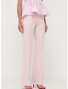 Nohavice Guess dámske, ružová farba, rovné, vysoký pás