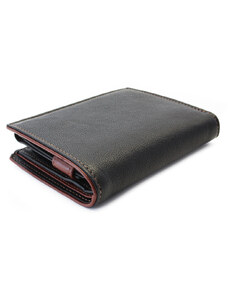 Arwel Čierna pánska kožená peňaženka s hnedou zápinkou Jennie