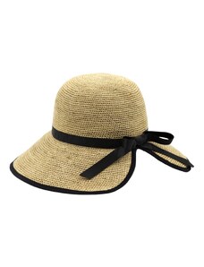 Dámsky slamený klobúk crochet s veľkou tvarovateľnou krempou - Marone