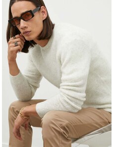 Vlnený sveter American Vintage pánsky, béžová farba, tenký