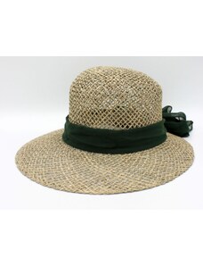 KASTORI Slamený klobúčik z morskej trávy s zelenou mašľou - Fiebig 1903