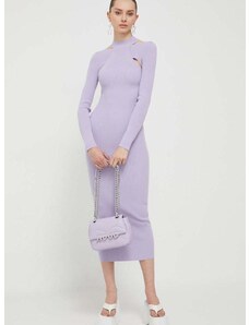 Šaty HUGO fialová farba, maxi, priliehavá