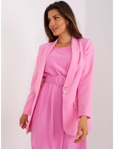 ITALY MODA Svetlo-ružové dámske sako so zapínaním a podšívkou