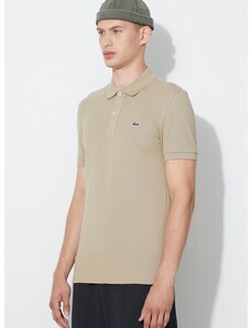 Bavlnené polo tričko Lacoste PH4012-001, béžová farba, jednofarebné