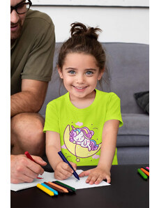 MMO Dievčenské tričko Spiaci jednorožec Vyberte farbu: Limetková, Vyberte veľkosť: 110/4 roky