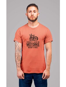 MMO Pánske tričko Zrodený k jazde na motorke Vyberte farbu: Korálová, Vyberte veľkosť: XS