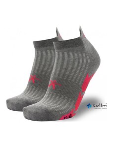 Dámske nízke športové ponožky COLLM BELLA šedo ružové