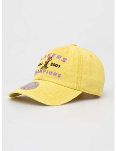 Bavlnená šiltovka Mitchell&Ness Los Angeles Lakers žltá farba, s nášivkou