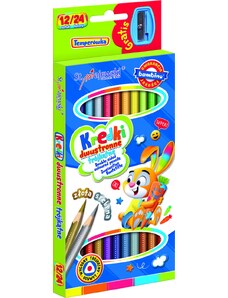 KIK BAMBINO Školské trojhranné ceruzky obojstranné 12/24 farieb + orezávátko