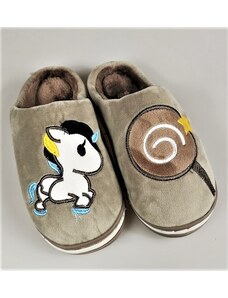 Detské papuče YH107-unicorn-hnedé