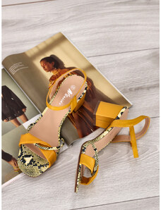 Bosido Žlté dámske sandále na hrubom opätku FD11-5