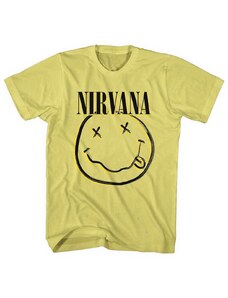 RUKA HORE Unisex tričko Nirvana Inverse Smiley Žltá