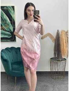 PrestigeShop Krátke ombre šaty s krátkymi rukávmi - ružové