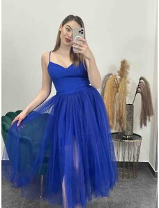 PrestigeShop Elegantný šatový komplet s tylovou sukničkou - kráľovsky modré