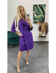 PrestigeShop Krátke sakové šaty s dvojradovým zapínanim na gombíky - fialové