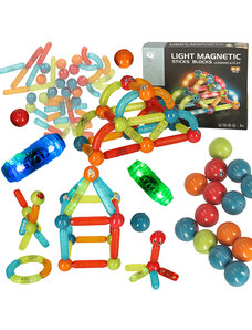 KIK Svietiace magnetické bloky pre malé deti 52 prvkov