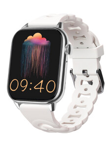 Smart hodinky Madvell Pulsar s volaním cez bluetooth a EKG strieborné s bielym silikónovým remienkom Bloom