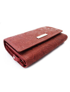 Arwel Červená poklopová kožená dámska peňaženka so vzorom Ourania