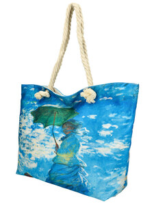 Linea Moda Veľká plážová taška v maľovanom dizajne modrá HB002