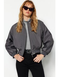 Trendyol Collection Anthracite Gather Detailed Waterproof Bomber Jacket Coat