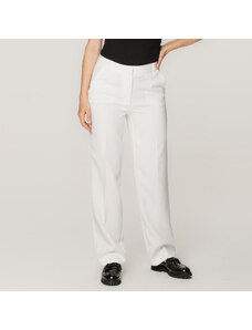 Willsoor Dámske spoločenské nohavice bielej farby s hladkým vzorom 15364