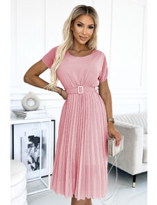miadresses.sk Ružové midi šaty s plisovanou sukňou
