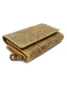 Arwel Žltá dámska stredná kožená peňaženka s poklopom Aspasia