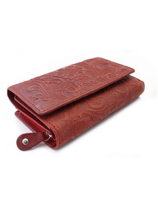 Arwel Červená dámska stredná kožená peňaženka s poklopom Aspasia