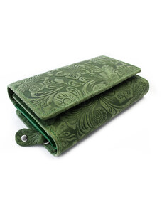 Arwel Zelená dámska stredná kožená peňaženka s poklopom Aspasia