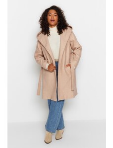 Trendyol Curve Stone Belted Double Breasted Coat