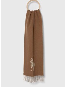 Vlnený šál Polo Ralph Lauren béžová farba, jednofarebný