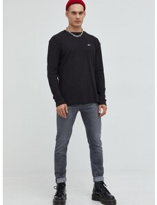 Bavlnený sveter Tommy Jeans pánsky, čierna farba, tenký,