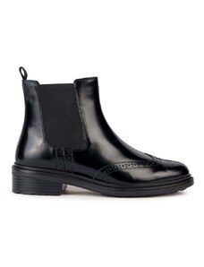 Kožené topánky chelsea Geox D WALK PLEASURE D dámske, čierna farba, na plochom podpätku, D36TGD 00038 C9999
