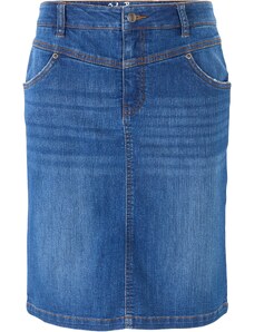 bonprix Strečová džínsová sukňa, farba modrá