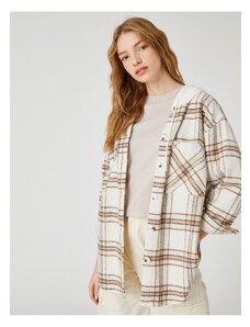 Koton Oversize Lumberjack Shirt Jacket With Hood Long Sleeve