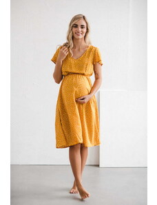 milk & love Tehotenské šaty na dojčenie Lovely Midi Dress Mustard SS