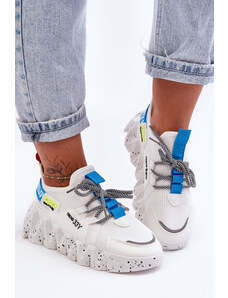 Basic Biele netradičné módne sneakersy s nápismi