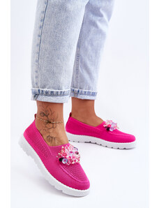 Kesi Womens Slip-on Sneakers with Stones Fuchsia Simple