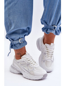 Basic Bielo-sivé štýlové sneakersy na platforme