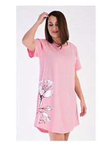 Vienetta Dámska nočná košeľa s krátkym rukávom Nicol, farba svetle lososová, 70% bavlna 30% polyester