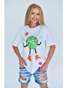 Fam Dámske tričko Happy Planétka zelená - biele