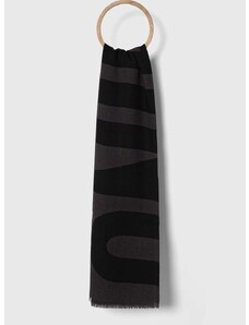 Vlnený šál Moschino šedá farba, vzorovaný